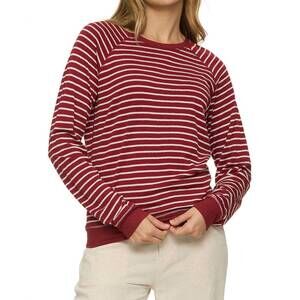 NEW FLAGS & ANTHEM women's frannie reversible long sleeve top in red